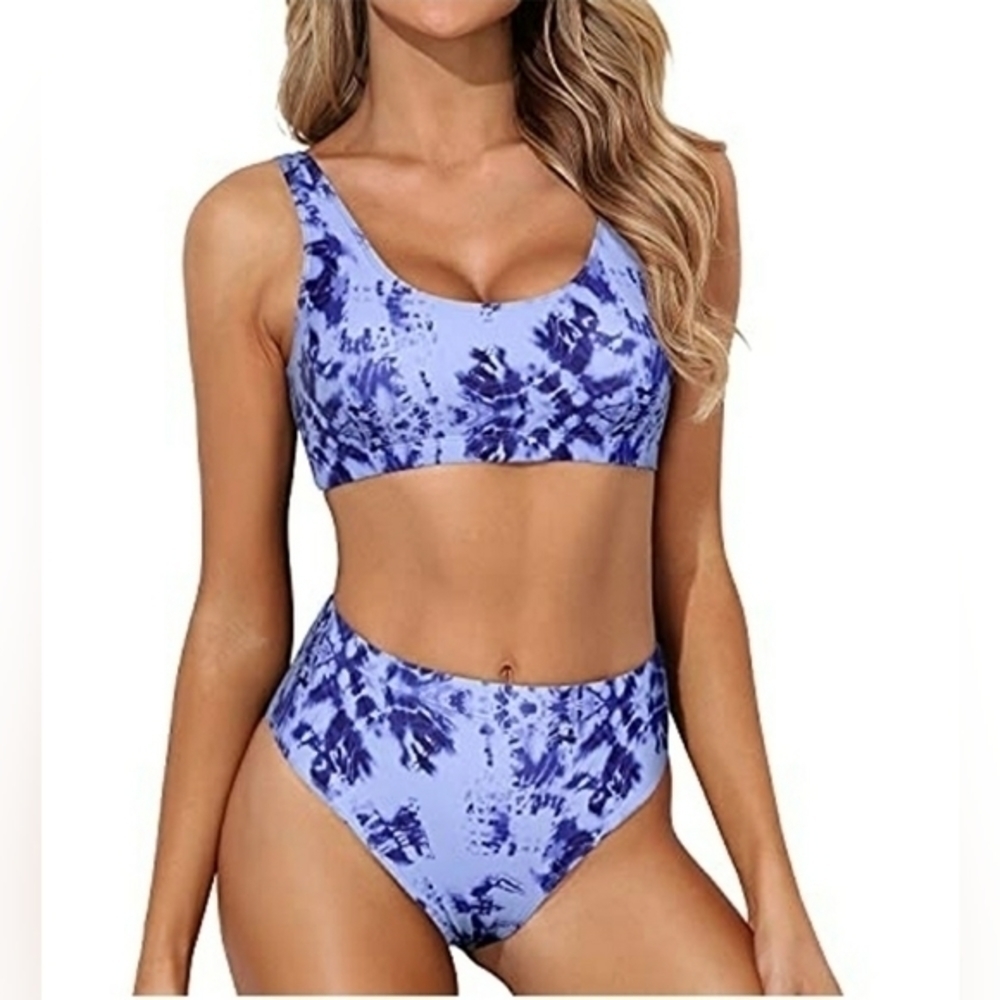 Tempt Me Blue Tie dye two piece swimsuits
